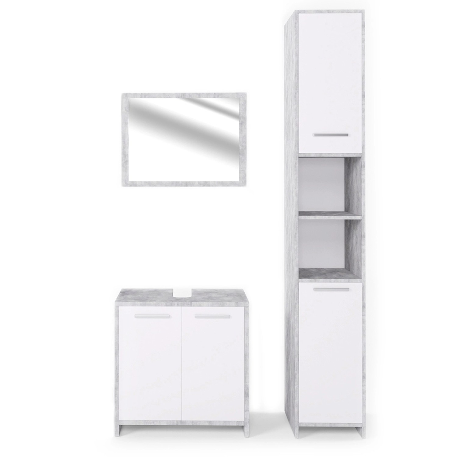 Vicco Badmöbel-Set Kiko Beton/Weiß 3 Teile mit Hochschrank Vicco Badmöbel-Set Kiko Beton/Weiß 3 Teile mit Hochschrank von Vicco