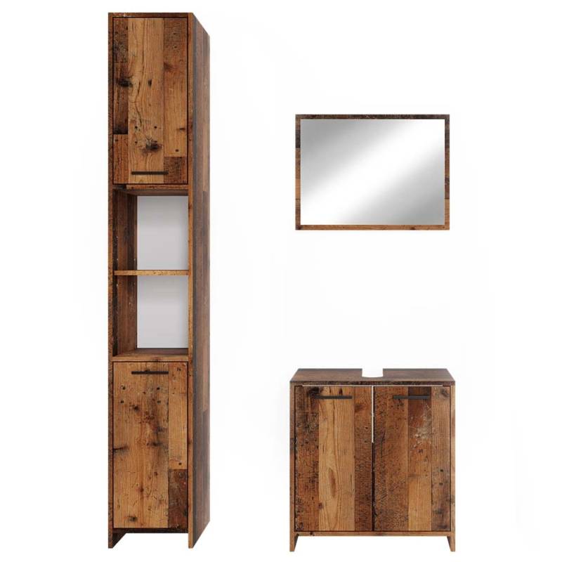 Vicco Badmöbel-Set Kiko Eiche Rustikal 3 Teile mit Hochschrank von Vicco