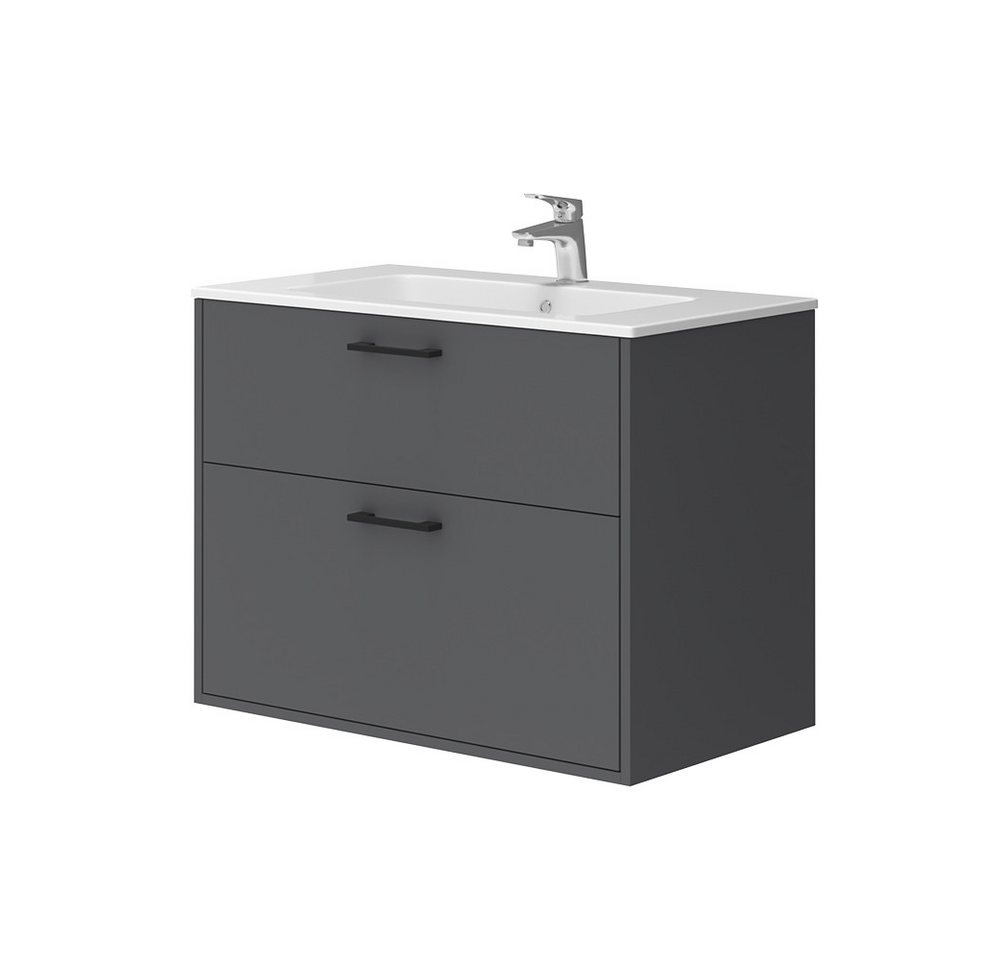 Vicco Badmöbel-Set Lanco, Anthrazit, 80 x 61.5 cm mit Waschbecken, (2-St., 2er Set) Vicco Badmöbel-Set Lanco, Anthrazit, 80 x 61.5 cm mit Waschbecken, (2-St., 2er Set) von Vicco