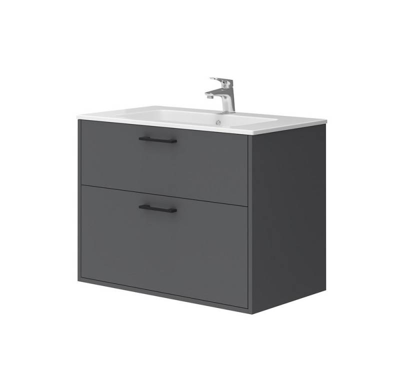 Vicco Badmöbel-Set Lanco, Anthrazit, 80 x 61.5 cm mit Waschbecken, (2-St., 2er Set) von Vicco
