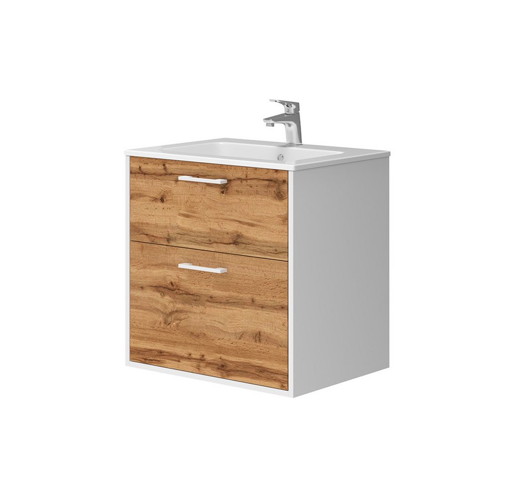 Vicco Badmöbel-Set Lanco, Weiß/Goldkraft Eiche, 61 x 61.5 cm mit Waschbecken, (2-St., 2er Set) Vicco Badmöbel-Set Lanco, Weiß/Goldkraft Eiche, 61 x 61.5 cm mit Waschbecken, (2-St., 2er Set) von Vicco
