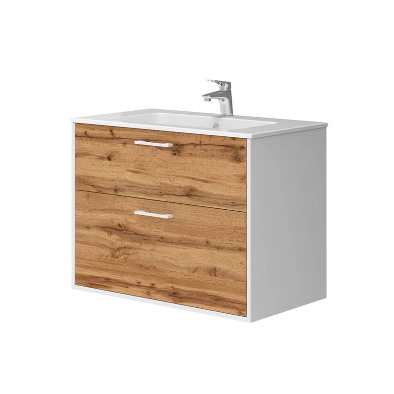 Vicco Badmöbel-Set Lanco Weiß/Goldkraft Eiche 80 x 62 cm mit Waschbecken von Vicco