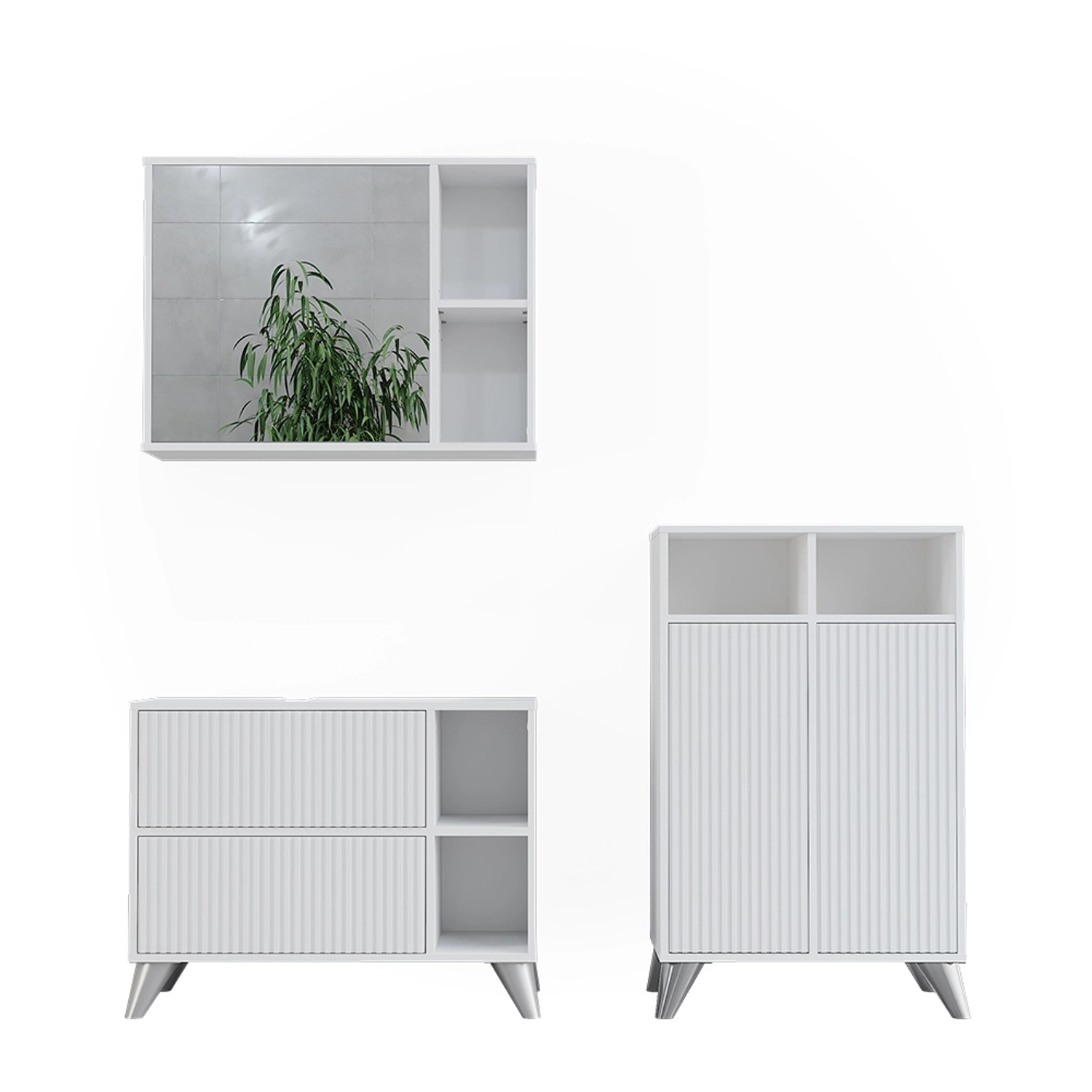 Vicco Badmöbel-Set Leano Weiß 80 cm Set 2 von Vicco