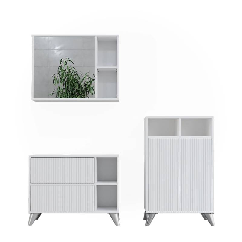 Vicco Badmöbel-Set Leano Weiß 80 cm Set 2 von Vicco