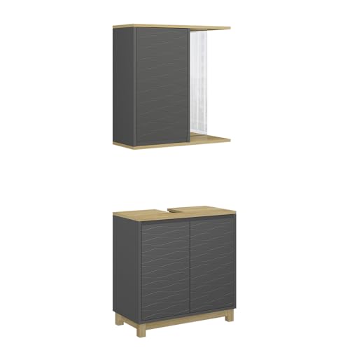 Vicco Badmöbel-Set Livia, Anthrazit/Eiche, 2 Teile Vicco Badmöbel-Set Livia, Anthrazit/Eiche, 2 Teile von Vicco