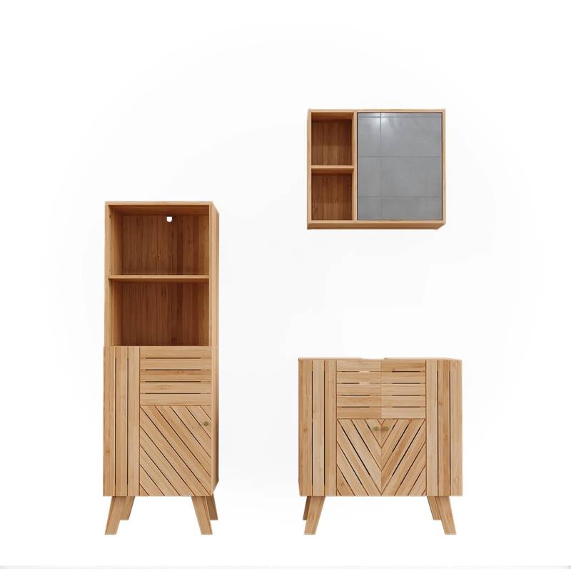 Vicco Badmöbel-Set Lucie Bambus 3 Teile mit Midischrank von Vicco