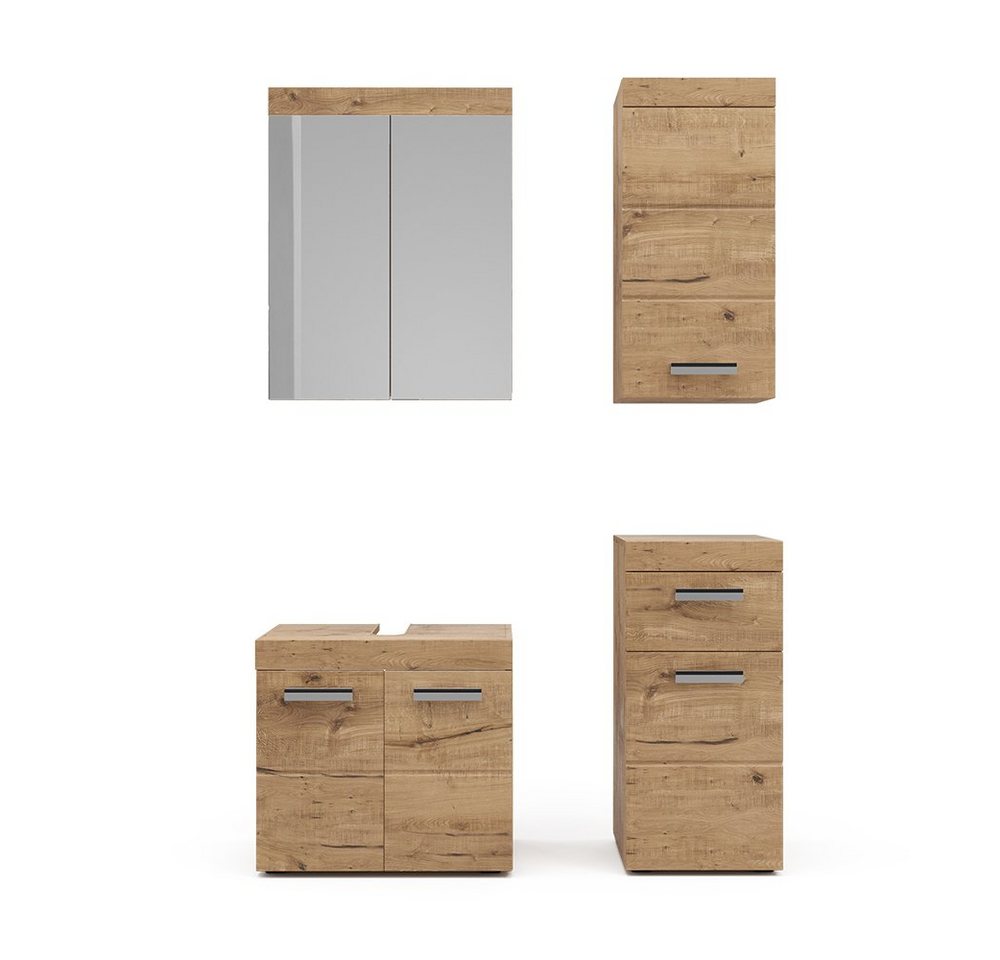 Vicco Badmöbel-Set Luna, Eiche, 4 Teile, mit Hängeschrank, (4-St., 4er Set) von Vicco