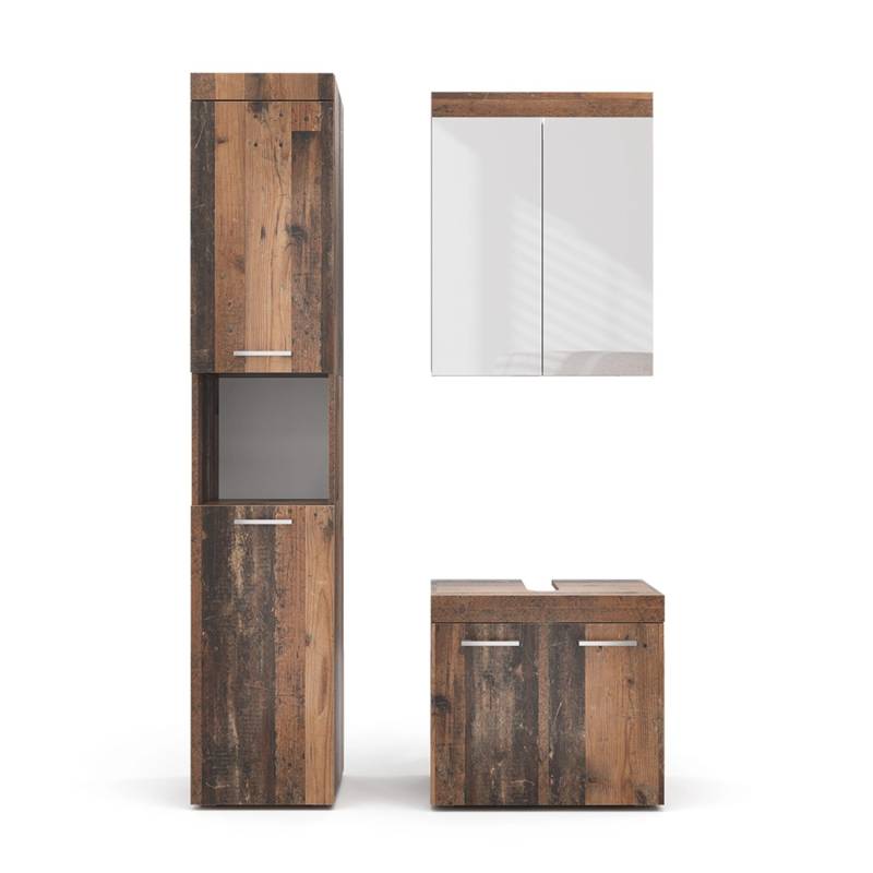 Vicco Badmöbel-Set Luna Oldstyle 3 Teile mit Hochschrank von Vicco