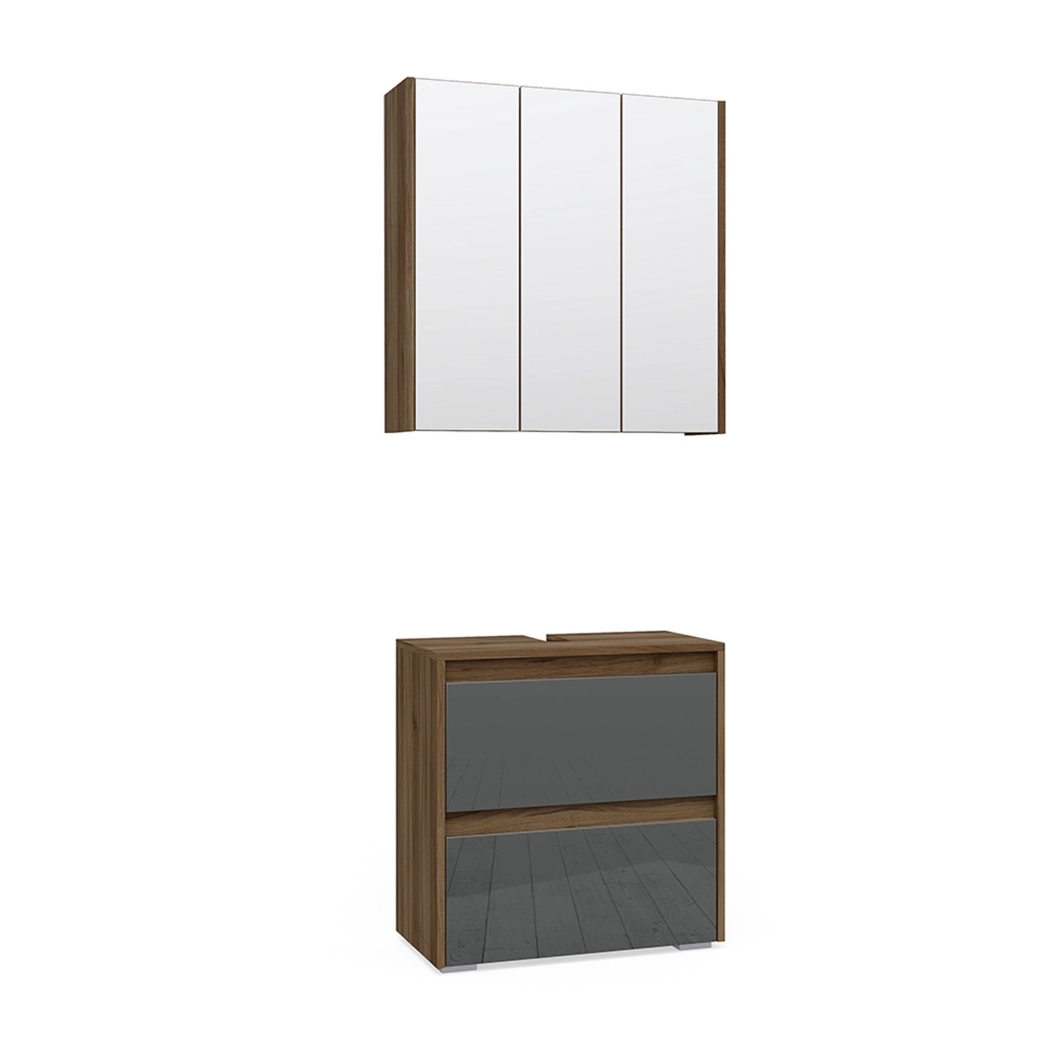 Vicco Badmöbel-Set Majest Anthrazit/Nussbaum 2 Teile von Vicco