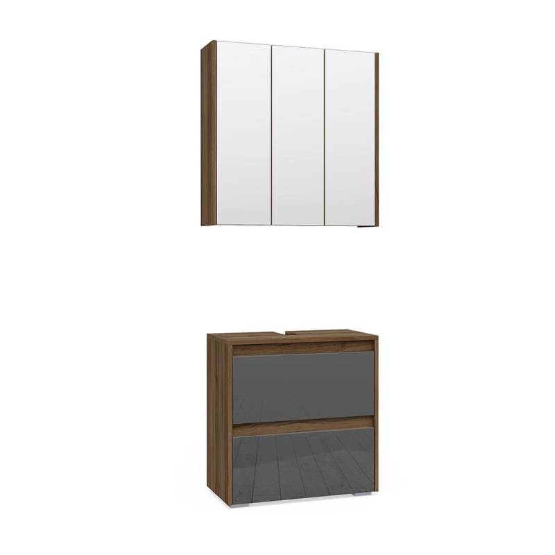 Vicco Badmöbel-Set Majest Anthrazit/Nussbaum 2 Teile von Vicco