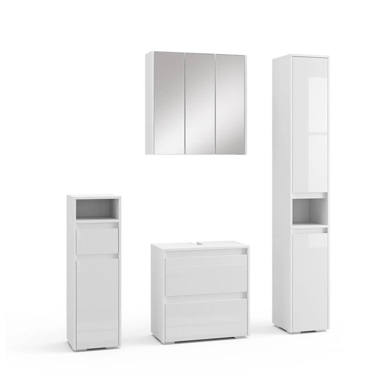 Vicco Badmöbel-Set Majest Weiß/Weiß Hochglanz 4 Teile von Vicco