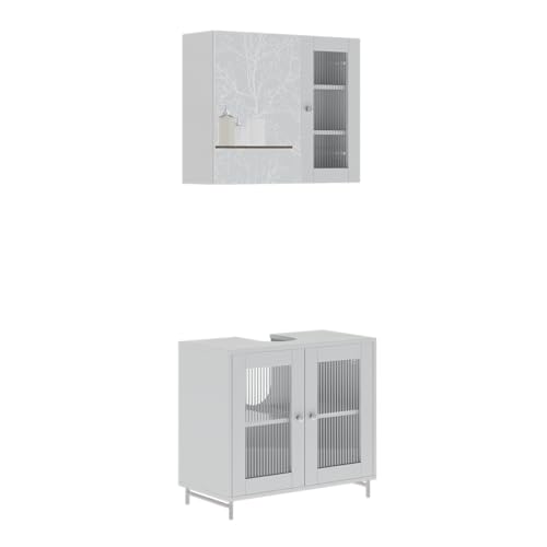 Vicco Badmöbel-Set Weiß Malte, bestehend aus Waschbeckenunterschrank, Badspiegelschrank - Viel Stauraum Oben und unten Vicco Badmöbel-Set Weiß Malte, bestehend aus Waschbeckenunterschrank, Badspiegelschrank - Viel Stauraum Oben und unten von Vicco