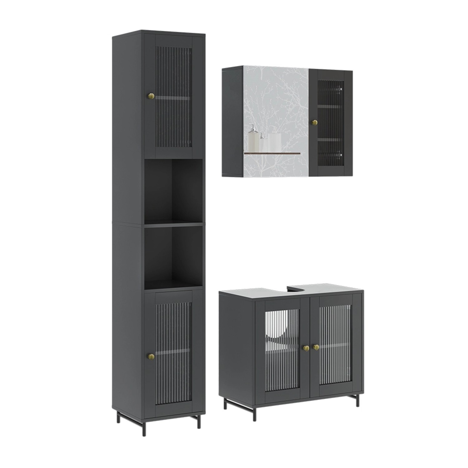 Vicco Badmöbel-Set Malte Grau 3 Teile mit Hochschrank Vicco Badmöbel-Set Malte Grau 3 Teile mit Hochschrank von Vicco