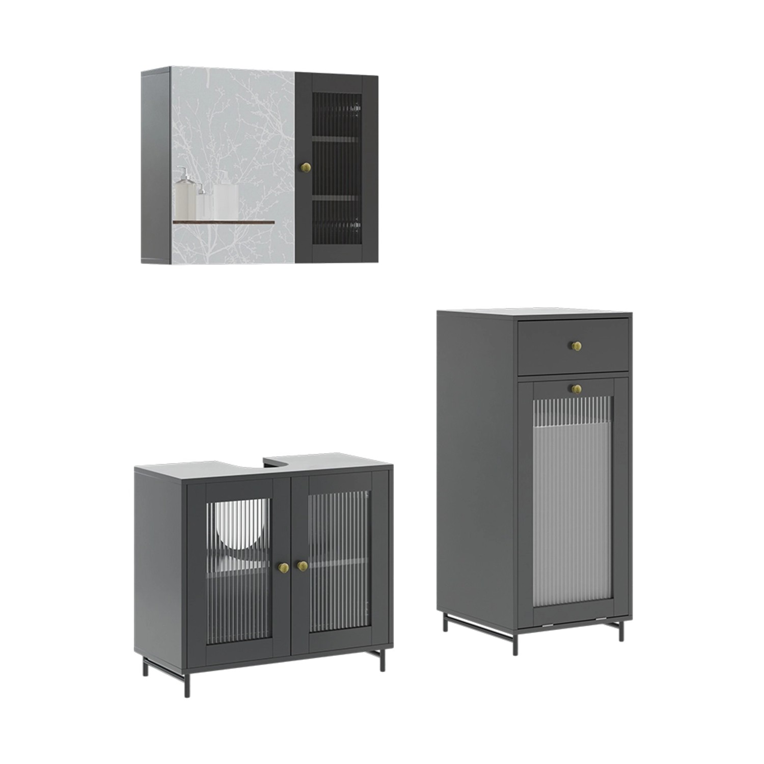 Vicco Badmöbel-Set Malte Grau 3 Teile mit Midischrank Vicco Badmöbel-Set Malte Grau 3 Teile mit Midischrank von Vicco