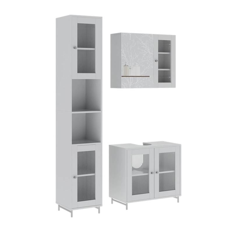 Vicco Badmöbel-Set Malte Weiß 3 Teile mit Hochschrank von Vicco