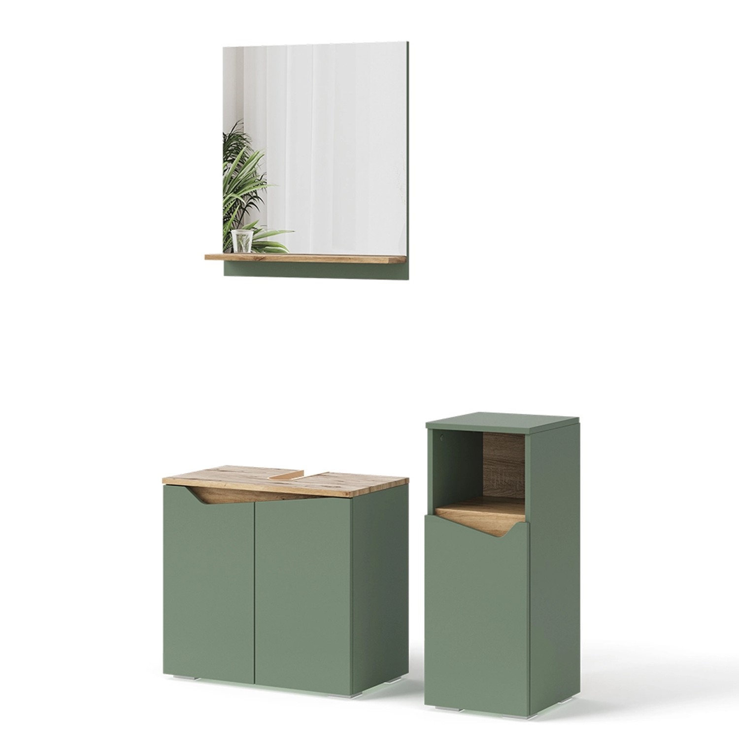Vicco Badmöbel-Set Marelle Grün/Artisan 3 Teile mit Midischrank von Vicco