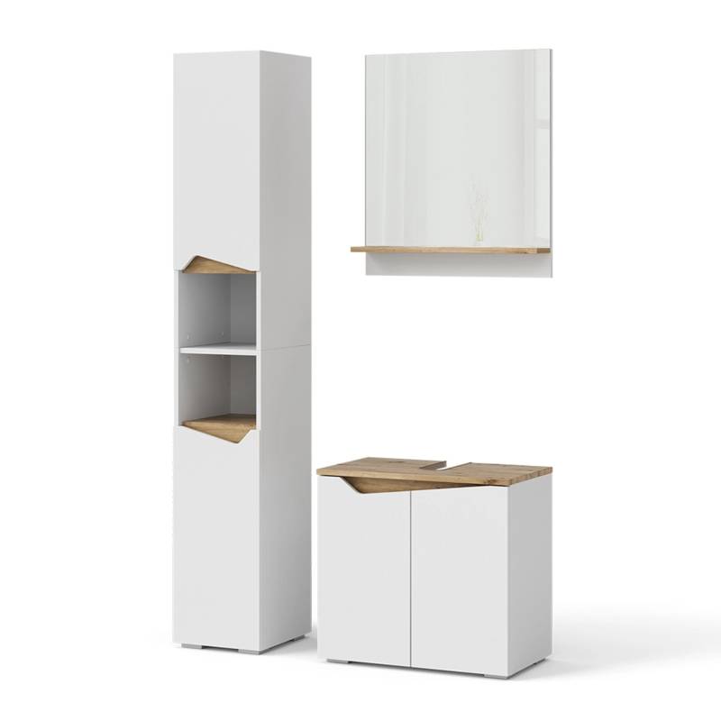 Vicco Badmöbel-Set Marelle Weiß/Artisan-Eiche 3 Teile mit Hochschrank von Vicco