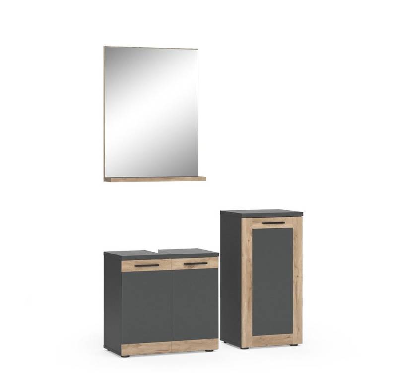 Vicco Badmöbel-Set Niko, Anthrazit/Viking Oak, mit Midischrank von Vicco