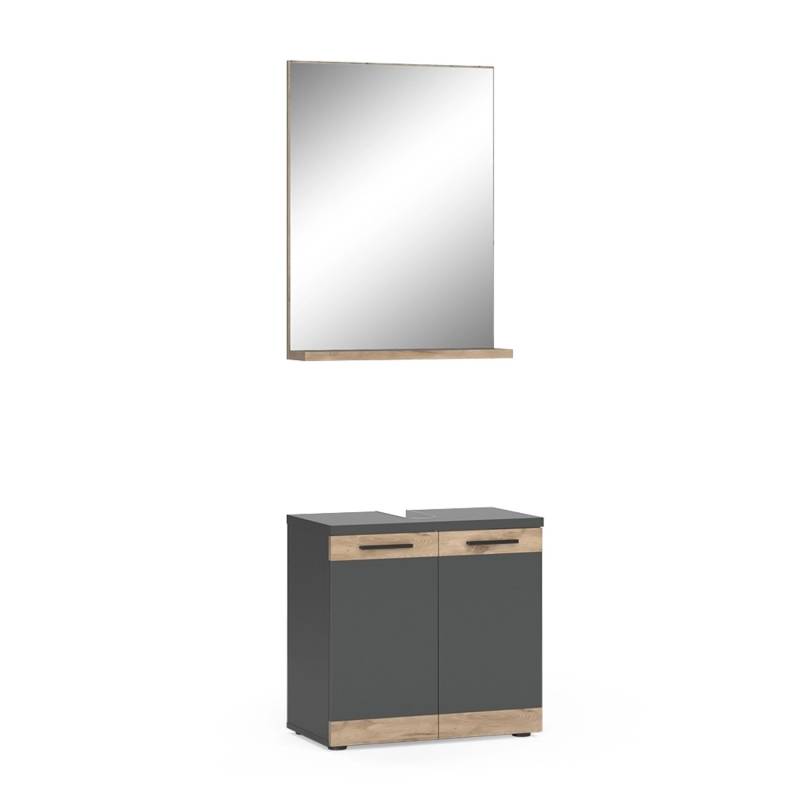 Vicco Badmöbel-Set Niko Anthrazit/Viking Oak mit Spiegel von Vicco