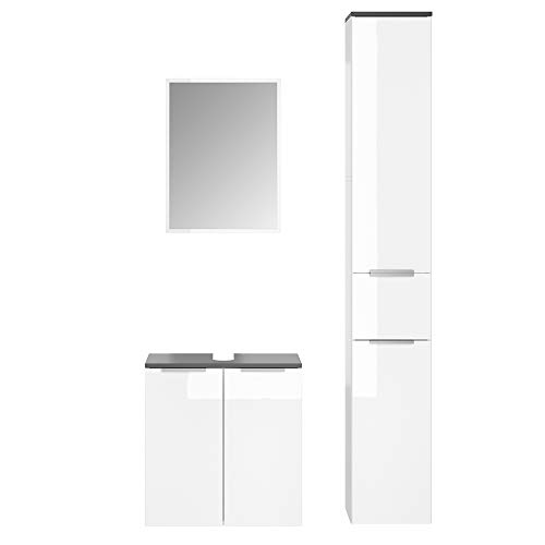 Vicco Badmöbel-Set Weiß Otis, bestehend aus Bad Spiegelschrank, Waschbeckenunterschrank, Hochschrank - Harmonische Farb- und Materialkombinationen Vicco Badmöbel-Set Weiß Otis, bestehend aus Bad Spiegelschrank, Waschbeckenunterschrank, Hochschrank - Harmonische Farb- und Materialkombinationen von Vicco