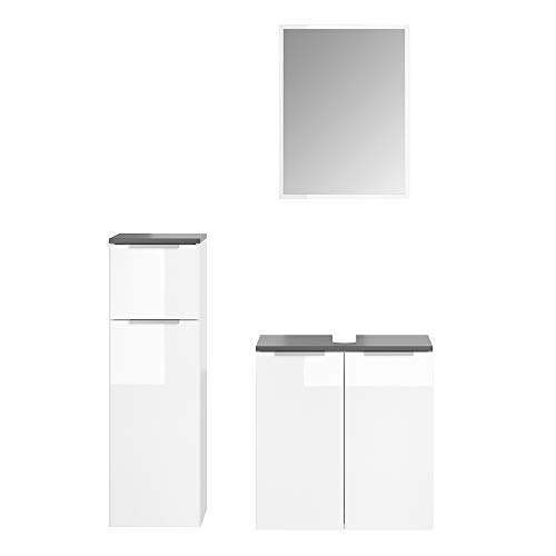 Vicco Badmöbel-Set Weiß Otis, bestehend aus Bad Spiegelschrank, Waschbeckenunterschrank, Midischrank - Harmonische Farb- und Materialkombinationen von Vicco
