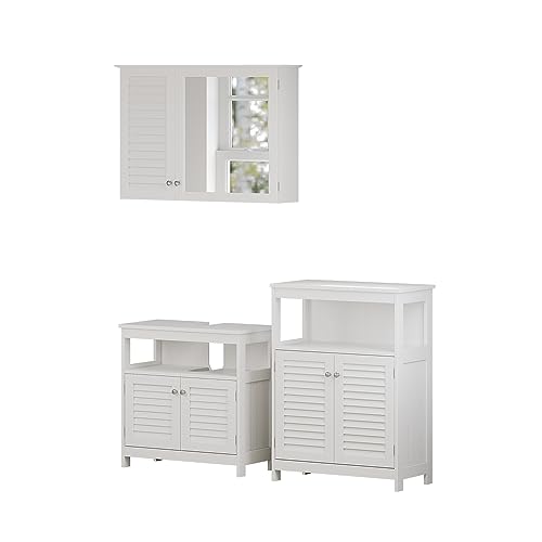 Vicco Badmöbel-Set Weiß Riad, bestehend aus Bad Spiegelschrank, Waschbeckenunterschrank, Midischrank - Schlichte Linienführung für Moderne Badezimmer Vicco Badmöbel-Set Weiß Riad, bestehend aus Bad Spiegelschrank, Waschbeckenunterschrank, Midischrank - Schlichte Linienführung für Moderne Badezimmer von Vicco