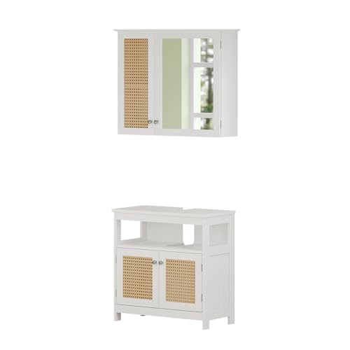 Vicco Badmöbel-Set Weiß Rosario, bestehend aus Waschbeckenunterschrank, Badezimmerspiegel - Viel Stauraum Oben und unten Vicco Badmöbel-Set Weiß Rosario, bestehend aus Waschbeckenunterschrank, Badezimmerspiegel - Viel Stauraum Oben und unten von Vicco