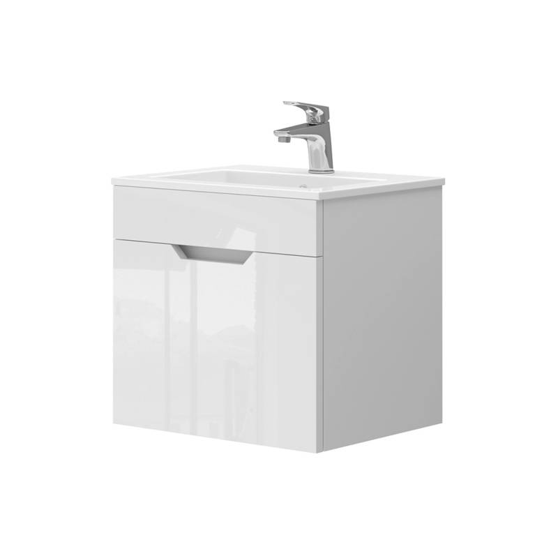 Vicco Badmöbel-Set Stefanie Weiß/Weiß Hochglanz 2 Teile mit Waschbecken von Vicco
