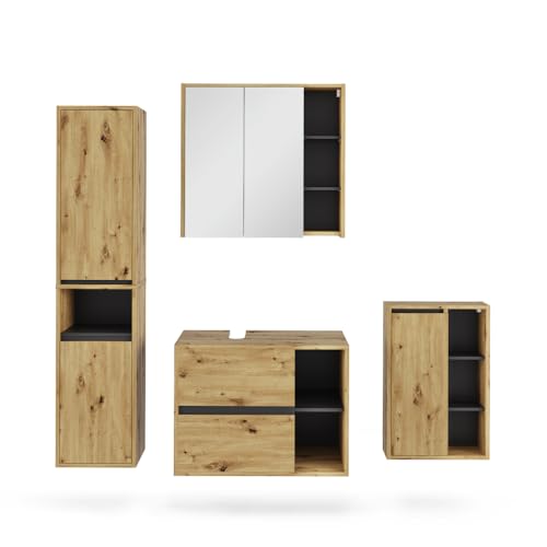 Vicco Badmöbel-Set Artisan/Grau Viola, bestehend aus Badspiegelschrank, Waschbeckenunterschrank, Midischrank, Hochschrank - Mehr Stauraum ohne Bodenfläche zu nutzen Vicco Badmöbel-Set Artisan/Grau Viola, bestehend aus Badspiegelschrank, Waschbeckenunterschrank, Midischrank, Hochschrank - Mehr Stauraum ohne Bodenfläche zu nutzen von Vicco