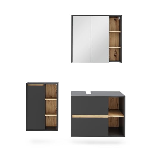Vicco Badmöbel-Set Grau/Artisan Viola, bestehend aus Bad Spiegelschrank, Waschbeckenunterschrank, Midischrank - Mehr Stauraum ohne Bodenfläche zu nutzen Vicco Badmöbel-Set Grau/Artisan Viola, bestehend aus Bad Spiegelschrank, Waschbeckenunterschrank, Midischrank - Mehr Stauraum ohne Bodenfläche zu nutzen von Vicco