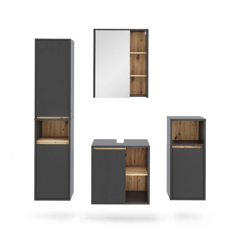 Vicco Badmöbel-Set Viola, Grau/Artisan, 4 Teile, (4-St., 4er Set) von Vicco
