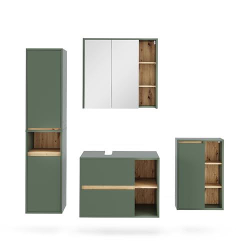 Vicco Badmöbel-Set Grün/Artisan Viola, bestehend aus Badspiegelschrank, Waschbeckenunterschrank, Midischrank, Hochschrank - Mehr Stauraum ohne Bodenfläche zu nutzen Vicco Badmöbel-Set Grün/Artisan Viola, bestehend aus Badspiegelschrank, Waschbeckenunterschrank, Midischrank, Hochschrank - Mehr Stauraum ohne Bodenfläche zu nutzen von Vicco