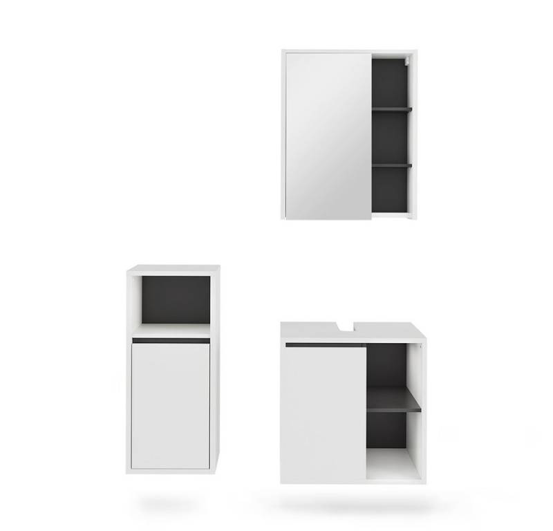 Vicco Badmöbel-Set Viola, Weiß/Grau, 3 Teile, (3-St., 3er Set) von Vicco