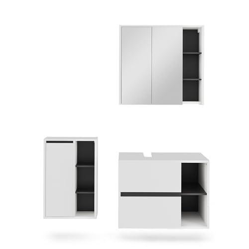 Vicco Badmöbel-Set Weiß/Grau Viola, bestehend aus Bad Spiegelschrank, Waschbeckenunterschrank, Midischrank - Mehr Stauraum ohne Bodenfläche zu nutzen Vicco Badmöbel-Set Weiß/Grau Viola, bestehend aus Bad Spiegelschrank, Waschbeckenunterschrank, Midischrank - Mehr Stauraum ohne Bodenfläche zu nutzen von Vicco