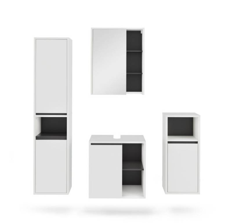 Vicco Badmöbel-Set Viola, Weiß/Grau, 4 Teile, (4-St., 4er Set) von Vicco