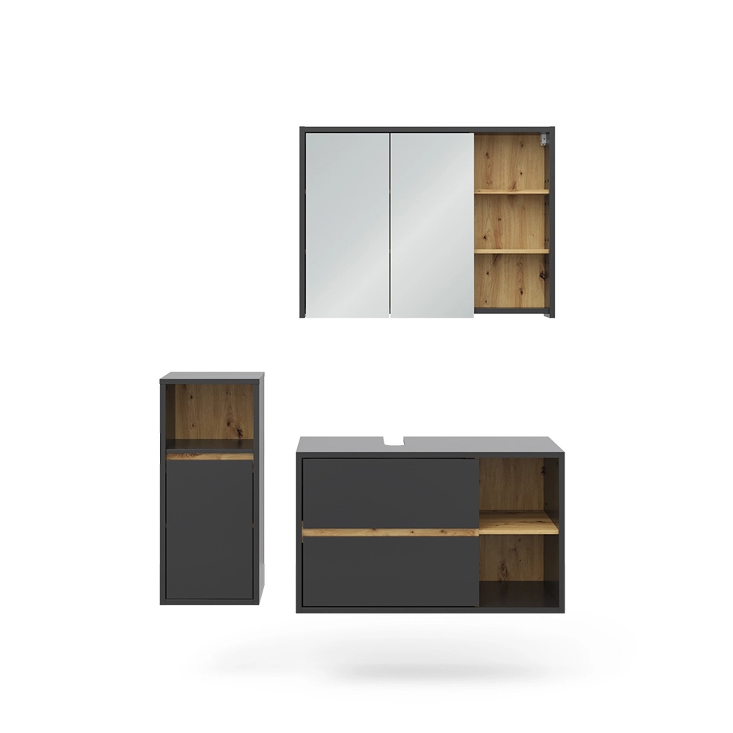 Vicco Badmöbel-Set Viola Anthrazit/Eiche 3 Teile mit Midischrank Vicco Badmöbel-Set Viola Anthrazit/Eiche 3 Teile mit Midischrank von Vicco