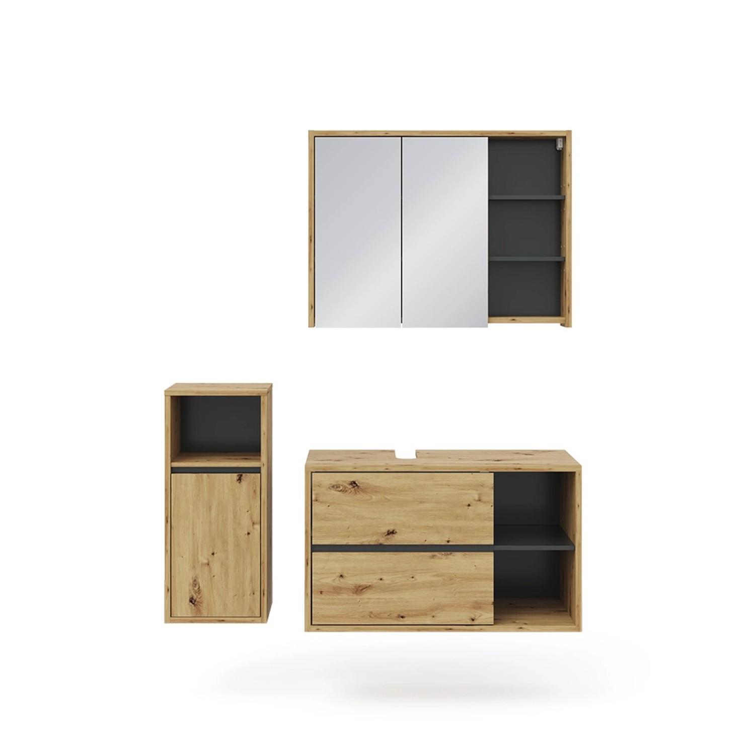 Vicco Badmöbel-Set Viola Goldkraft Eiche/Anthrazit 3 Teile mit Midischrank Vicco Badmöbel-Set Viola Goldkraft Eiche/Anthrazit 3 Teile mit Midischrank von Vicco