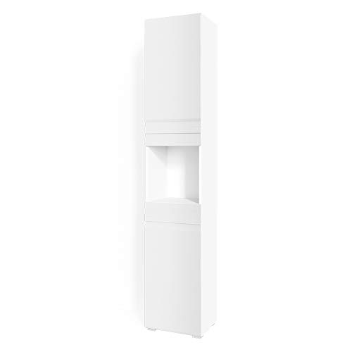 Vicco Badschrank Weiß Hochglanz Fredd 36x191x31 cm - Wäscheschrank, Pflegeleichte Oberflächen – einfach zu reinigen von Vicco