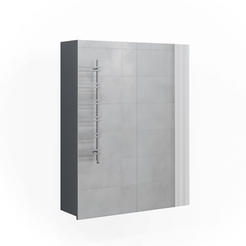 Vicco Badspiegelschrank Fredd, Badezimmerspiegel, Anthrazit Hochglanz, 60 x 77 cm von Vicco