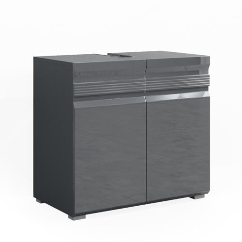 Vicco Waschbeckenunterschrank Fredd, Waschtischunterschrank, Anthrazit Hochglanz, 60 x 56 cm von Vicco