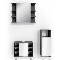 Vicco - Badmöbel-Set Fynn, Anthrazit, 3 Teile, mit Midischrank von Vicco