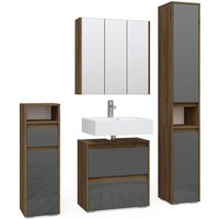 Vicco - Badmöbelset Majest Nussbraun/Anthrazit Hochglanz 4er Set von Vicco