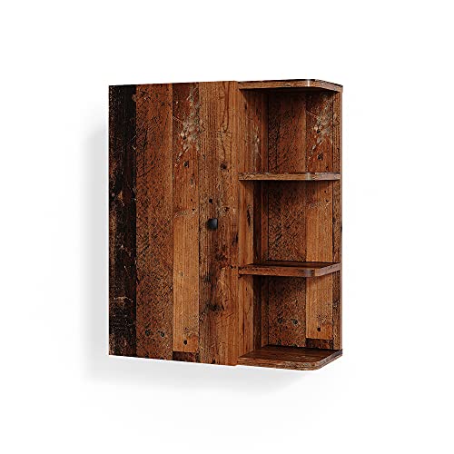 Vicco Badschrank Eiche rustikal Fynn 47x59x21 cm - hängender Badezimmerschrank, Übersichtliche Organisation Dank cleverer Fächeraufteilung von Vicco