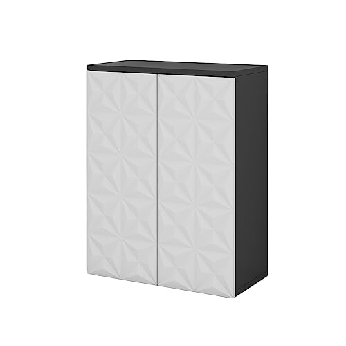 Vicco Midischrank Edge, Schwarz/Weiß, 60 x 79.5 cm mit 2 Türen und 3 Fächer von Vicco