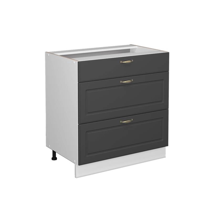 Vicco Badschrank Fame-Line Anthrazit-Gold/Weiß 80 x 82 cm mit 3 Schubladen ohne Arbeitsplatte von Vicco