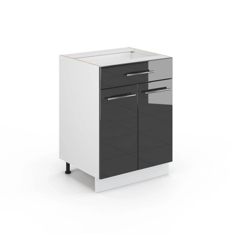 Vicco Badschrank Fame-Line Anthrazit Hochglanz/Weiß 60 x 82 cm mit Schublade ohne Arbeitsplatte von Vicco