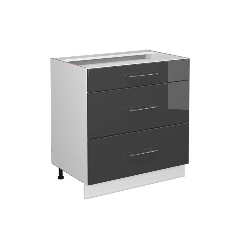 Vicco Badschrank Fame-Line Anthrazit Hochglanz/Weiß 80 x 82 cm mit 3 Schubladen ohne Arbeitsplatte von Vicco