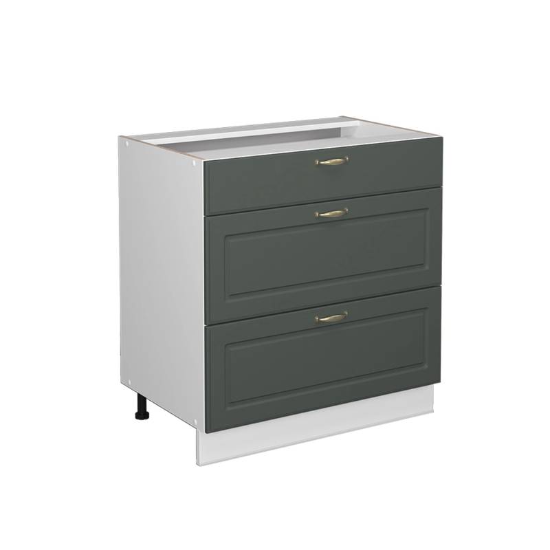 Vicco Badschrank Fame-Line Grün-Gold Landhaus/Weiß 80 x 82 cm mit 3 Schubladen ohne Arbeitsplatte von Vicco