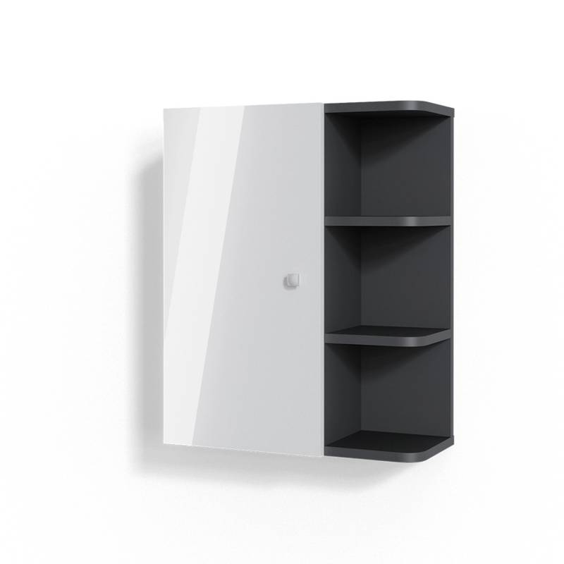 Vicco Badschrank Fynn Weiß Hochglanz/Anthrazit 47 x 59 cm von Vicco