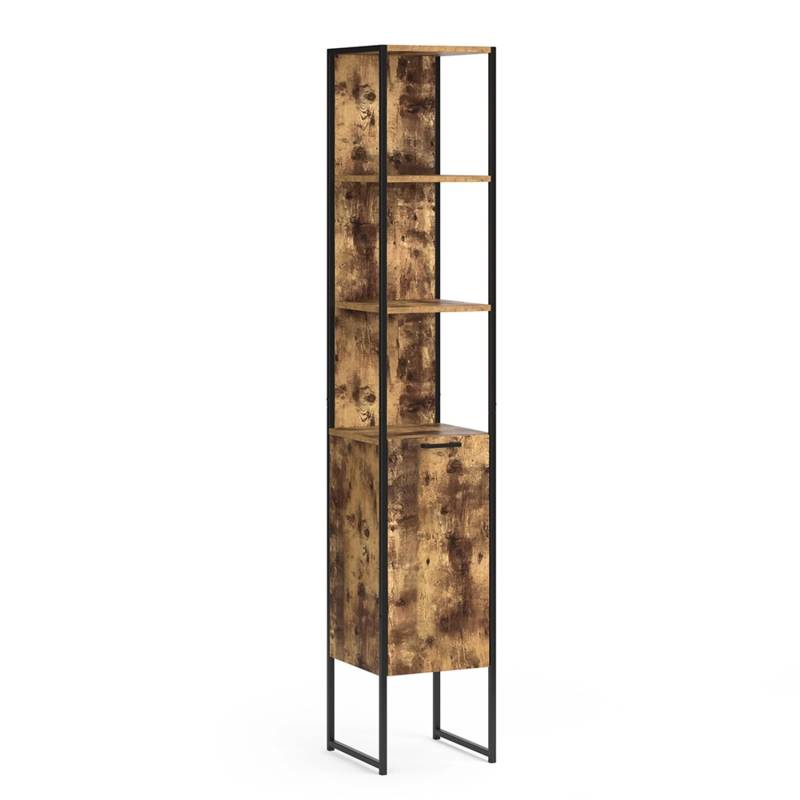 Vicco Badschrank Fyrk Eiche Rustikal/Schwarz 33 x 185 cm von Vicco